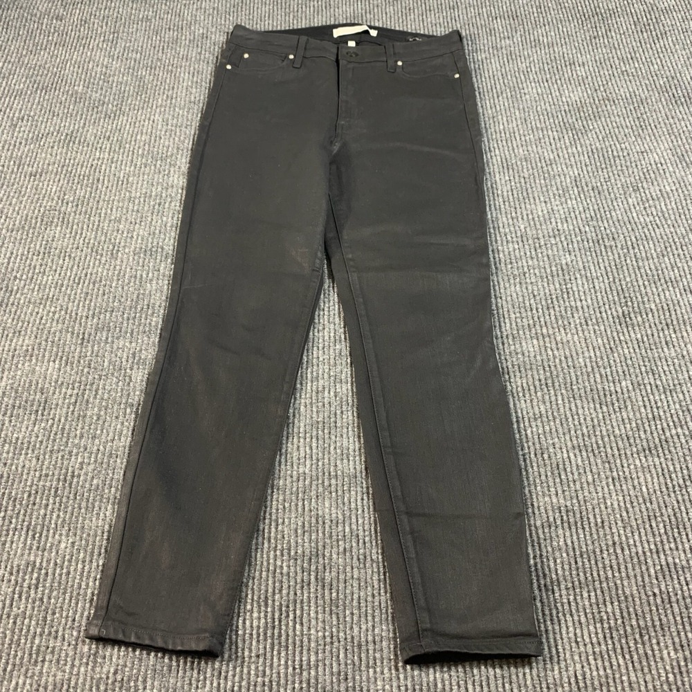 Ella Moss Jeans Womens 29‎ Black Denim High Rise Skinny Ankle Stretch Waxy 29x26